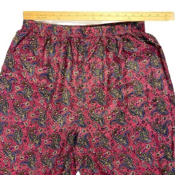Christian Dior Pajama Set Mens Sz L/XL Burgundy Monsieur 100% Silk Paisley Print - Picture 11 of 16